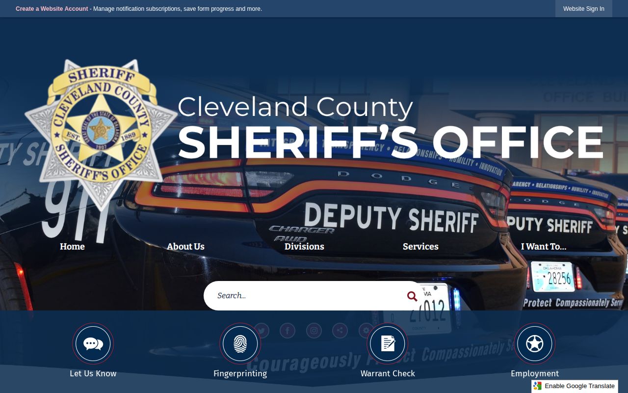 Cleveland County warrant records contact information on the CCSO Judicial Services page
